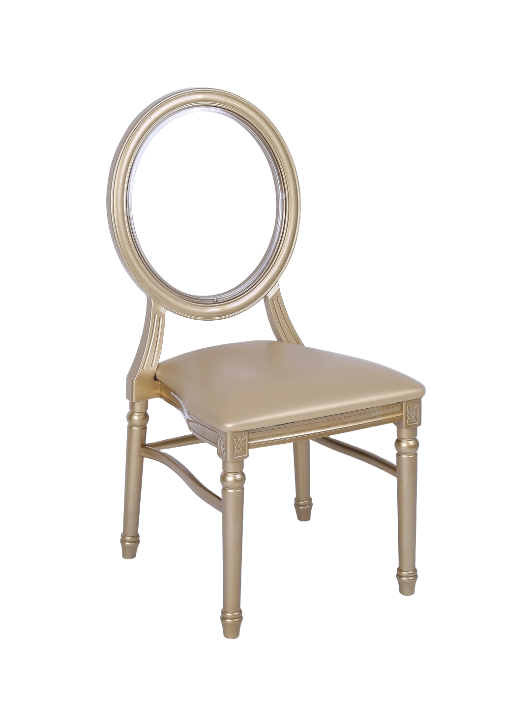 Gold Vinyl Plain Louis French Style Dining Chair