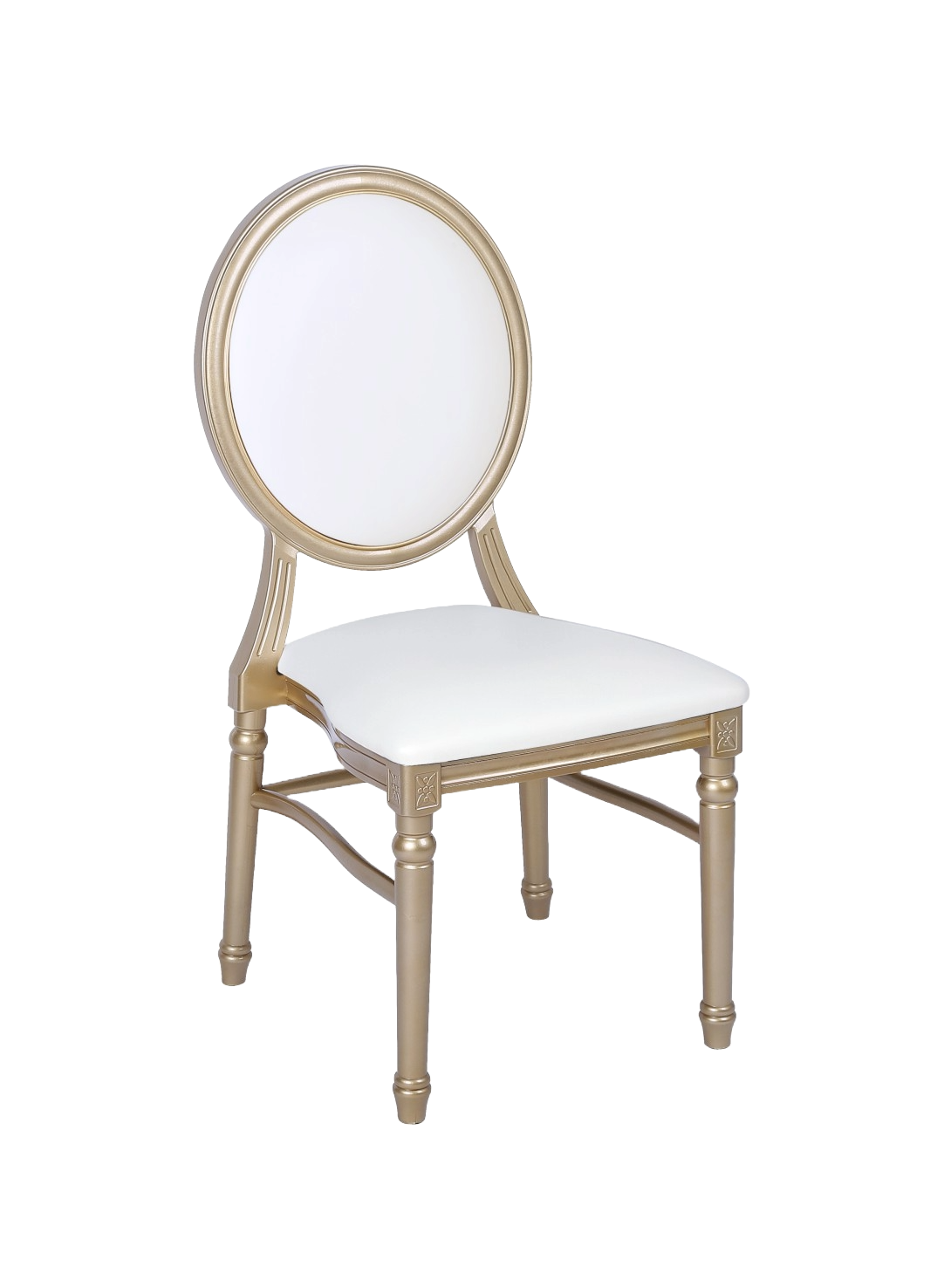 Gold Vinyl Plain Louis French Style Dining Chair