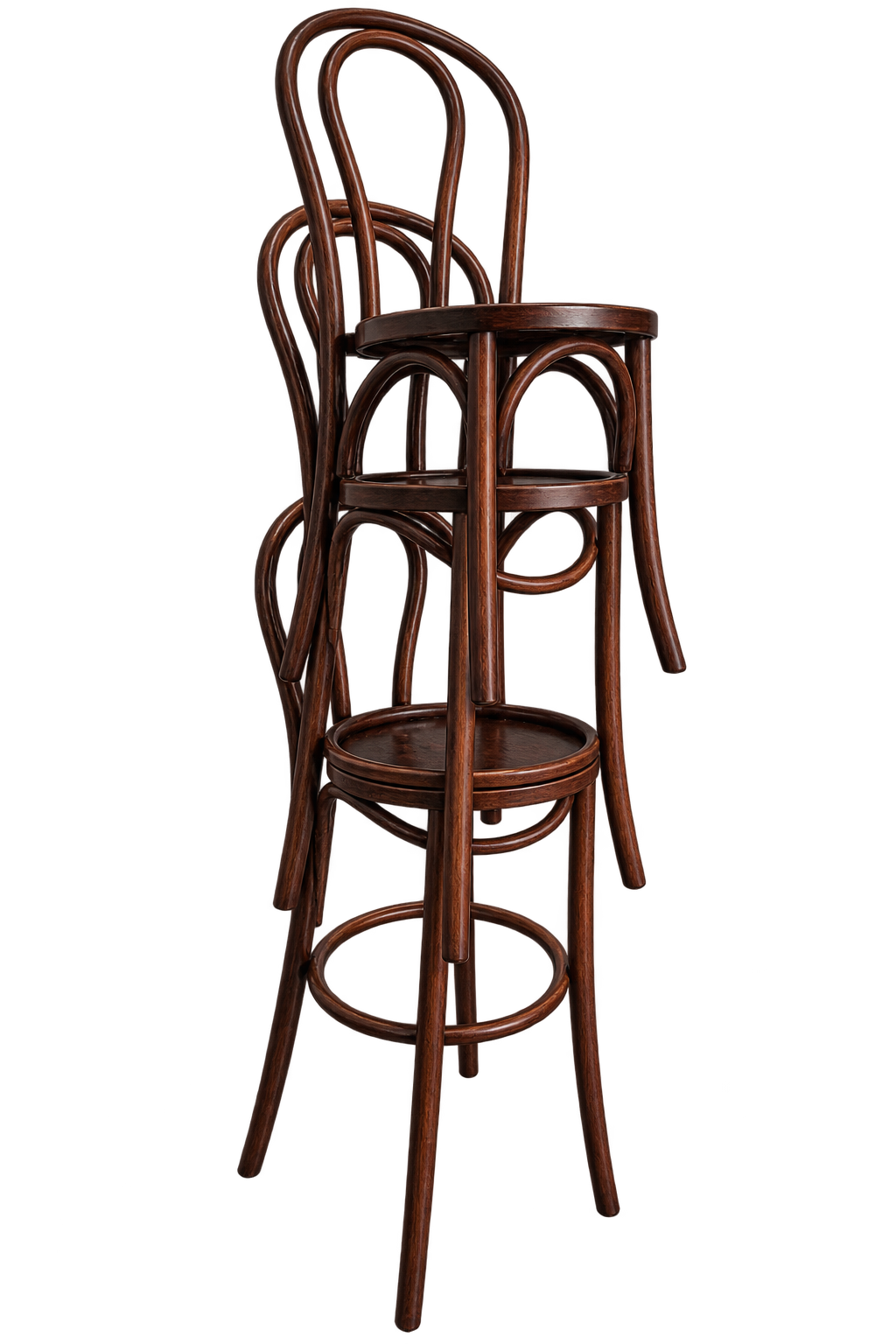 Bentwood Chairs Stacked for Storage