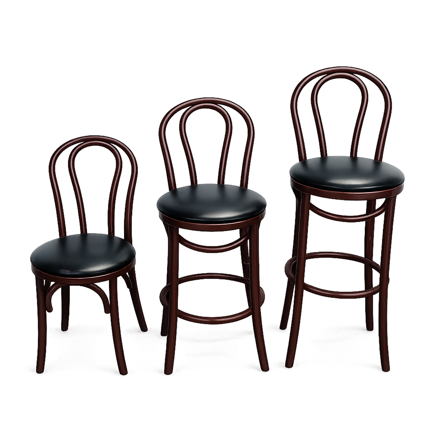 Solid Wooden Bentwood Chairs and Stools